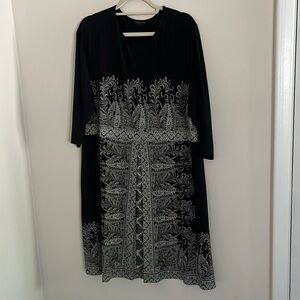 JJill black dress with paisley design